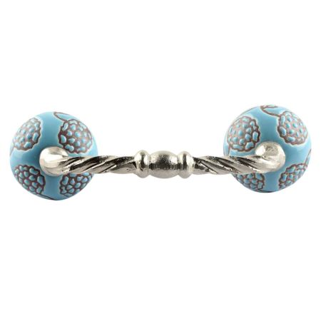 Turquoise Marigold Etched Ceramic Cut Bridge Handle Online